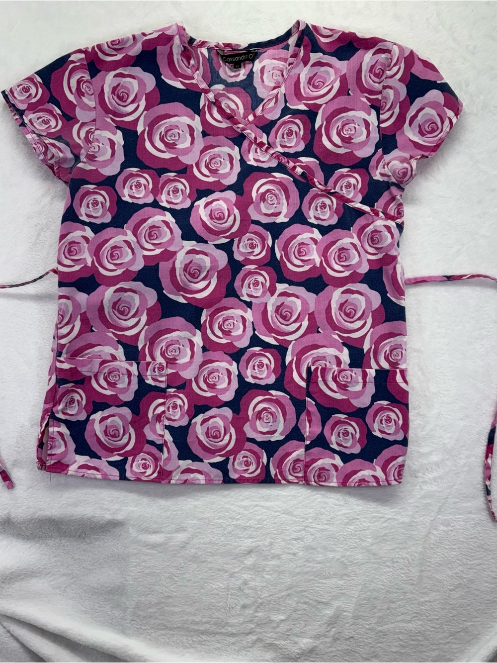 Floral Wrap Short Sleeve Tee - Pink Rose Print